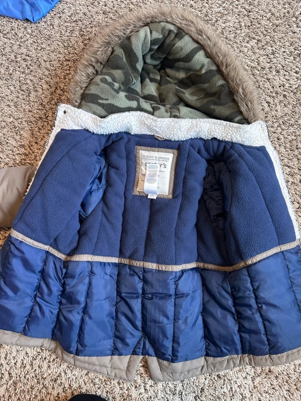 Kids Hooded Winter Coat with Faux Fur Trim